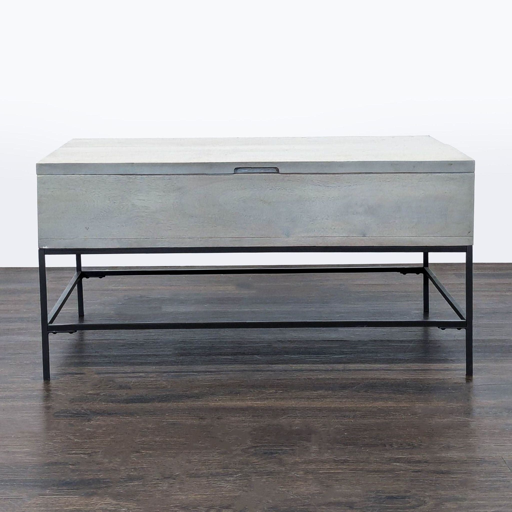 West Elm Industrial Solid Wood Storage Pop-Up Coffee Table - Thumbnail 6