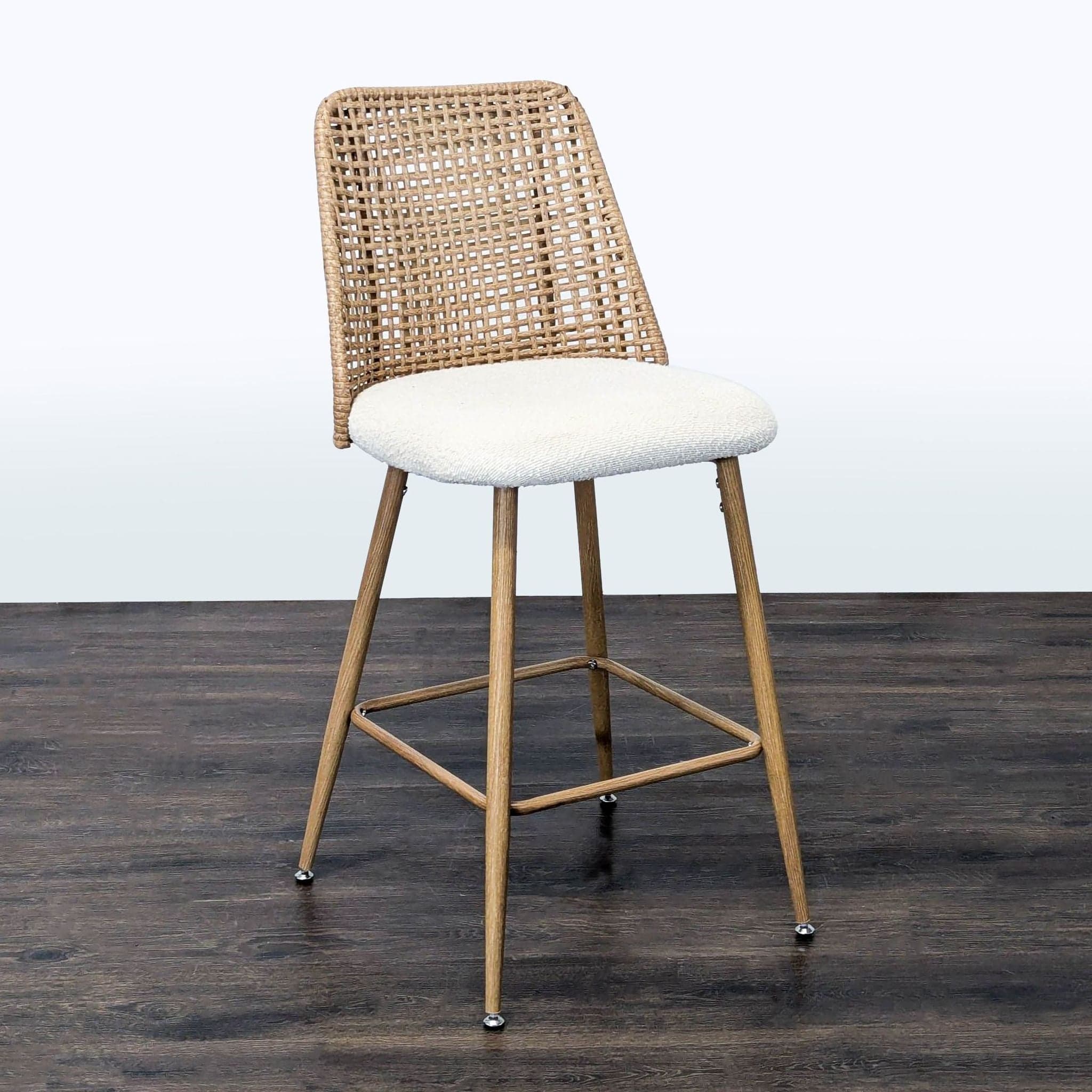 YLKHOME PE Rattan Bar Stool - Thumbnail 2