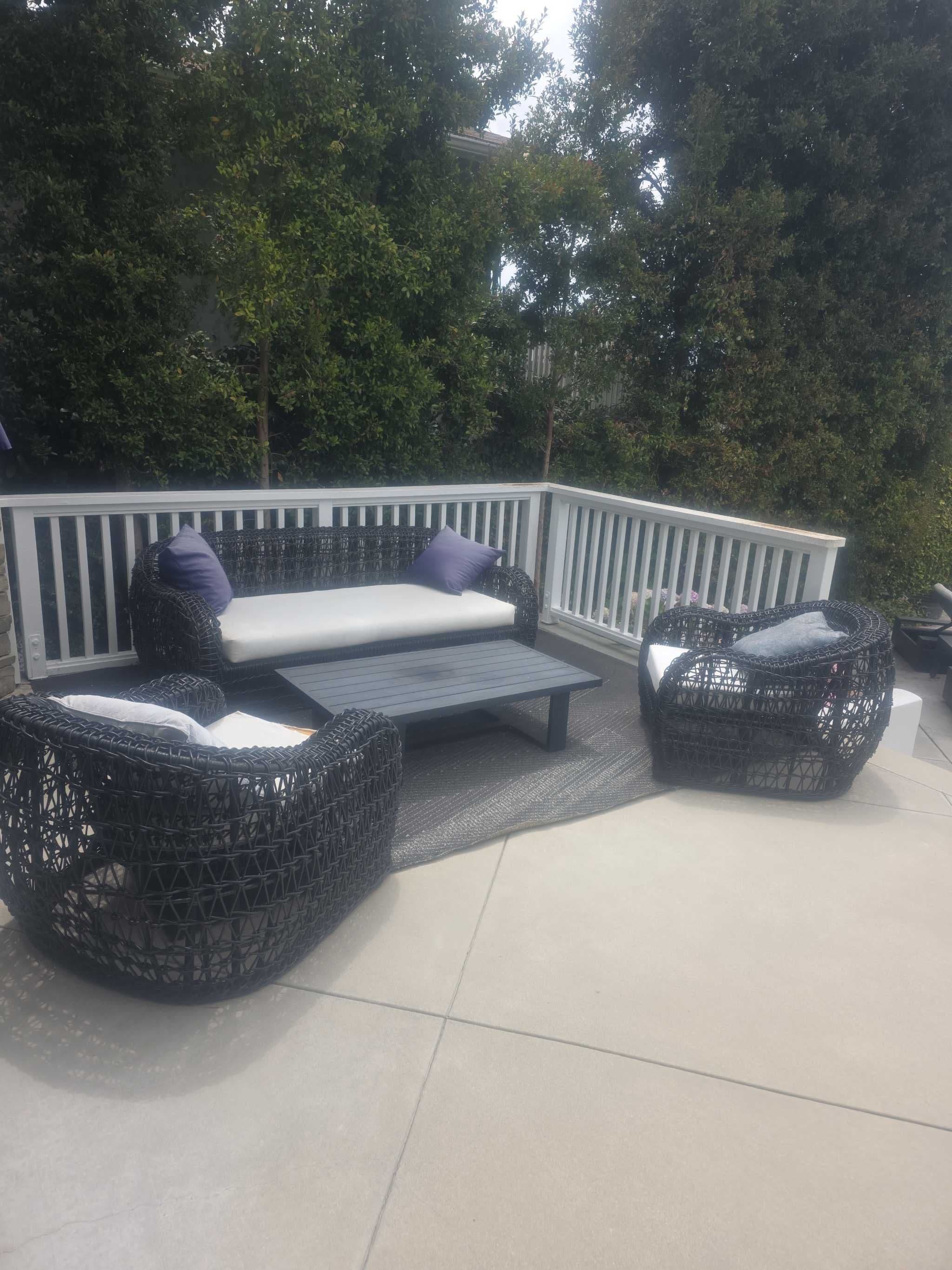 Meredith Baer Home Outdoor Wicker Patio Furniture Set - Bubble Sofa, 2 Bubble Chairs, Alegria Coffee Table - Thumbnail 4