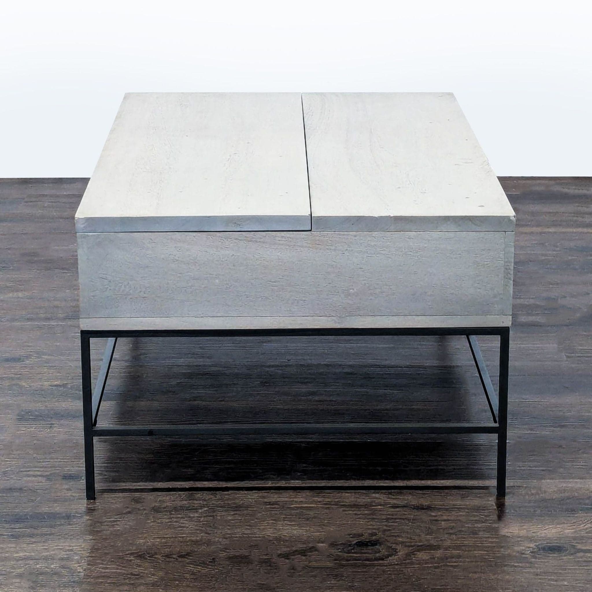 West Elm Industrial Solid Wood Storage Pop-Up Coffee Table - Thumbnail 5