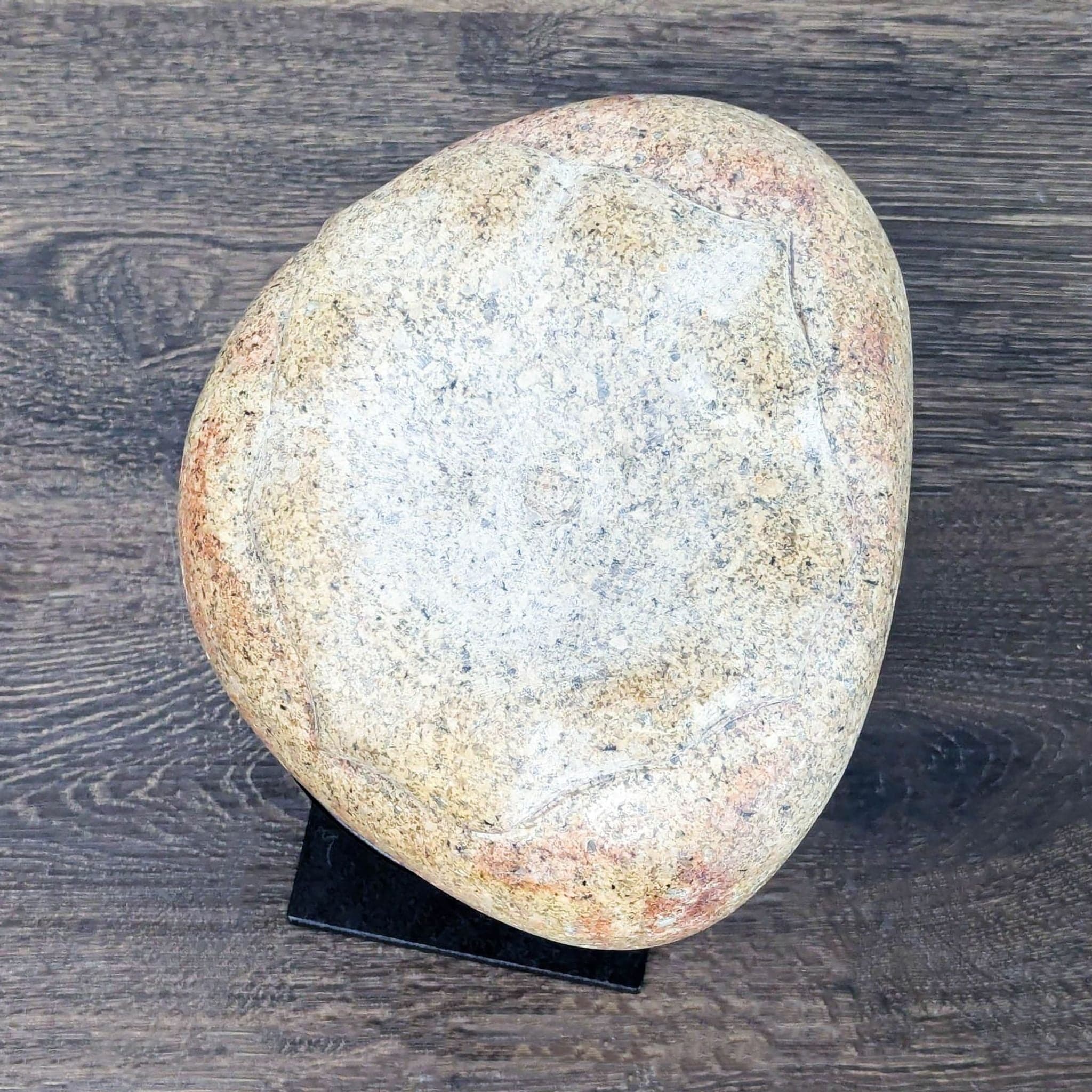 Natural Stone Sculpture with Metal Stand - Unique Engraved Art Piece - Thumbnail 7