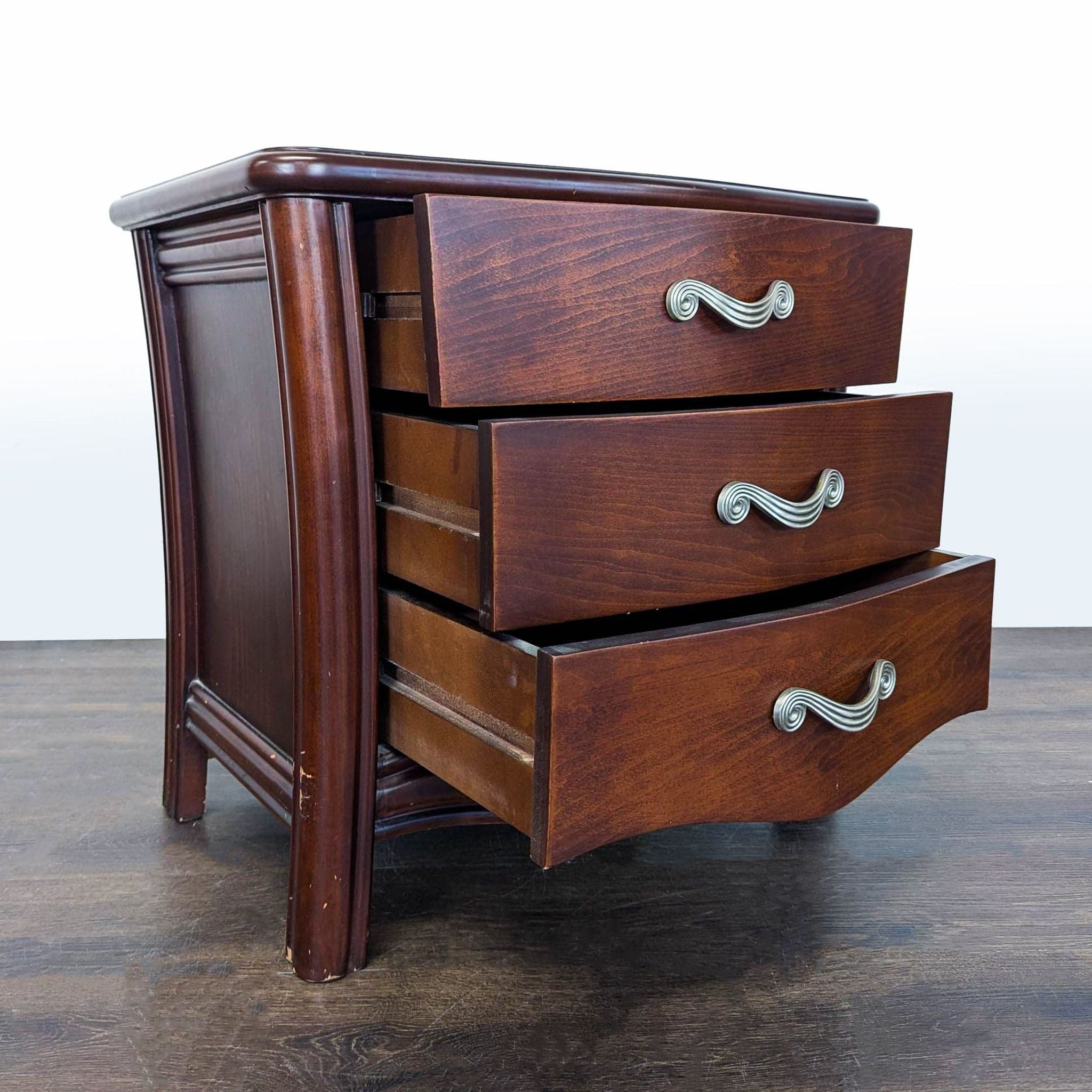 Wood Nightstand with Metal Hardware - Thumbnail 2
