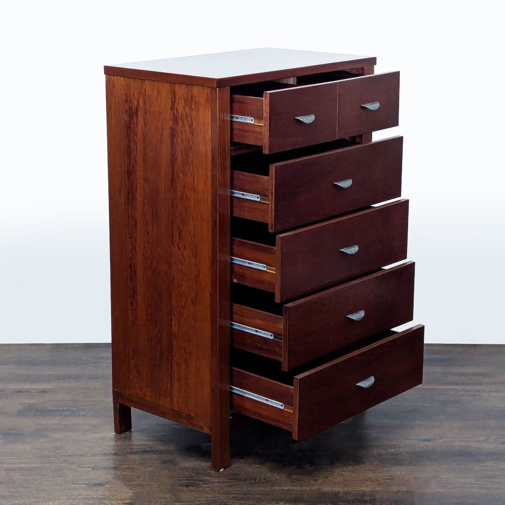 Ligna Furniture 6-Drawer Wooden Dresser - Classic Brown Storage Chest - Thumbnail 2
