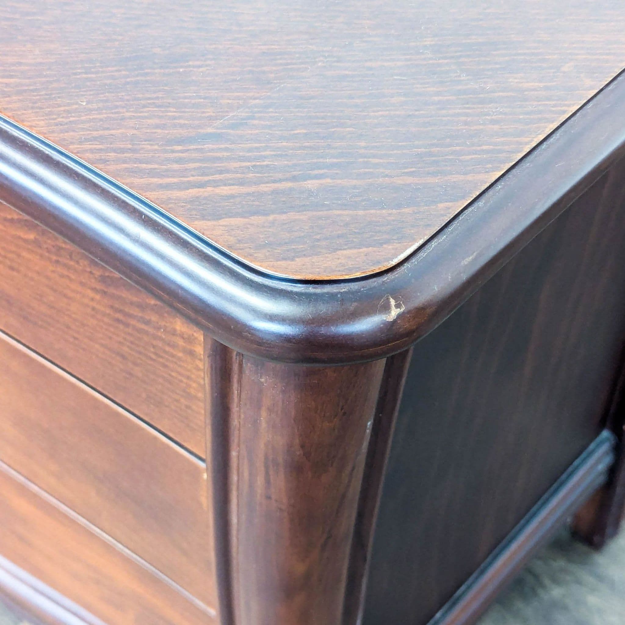 Wood Nightstand with Metal Hardware - Thumbnail 9