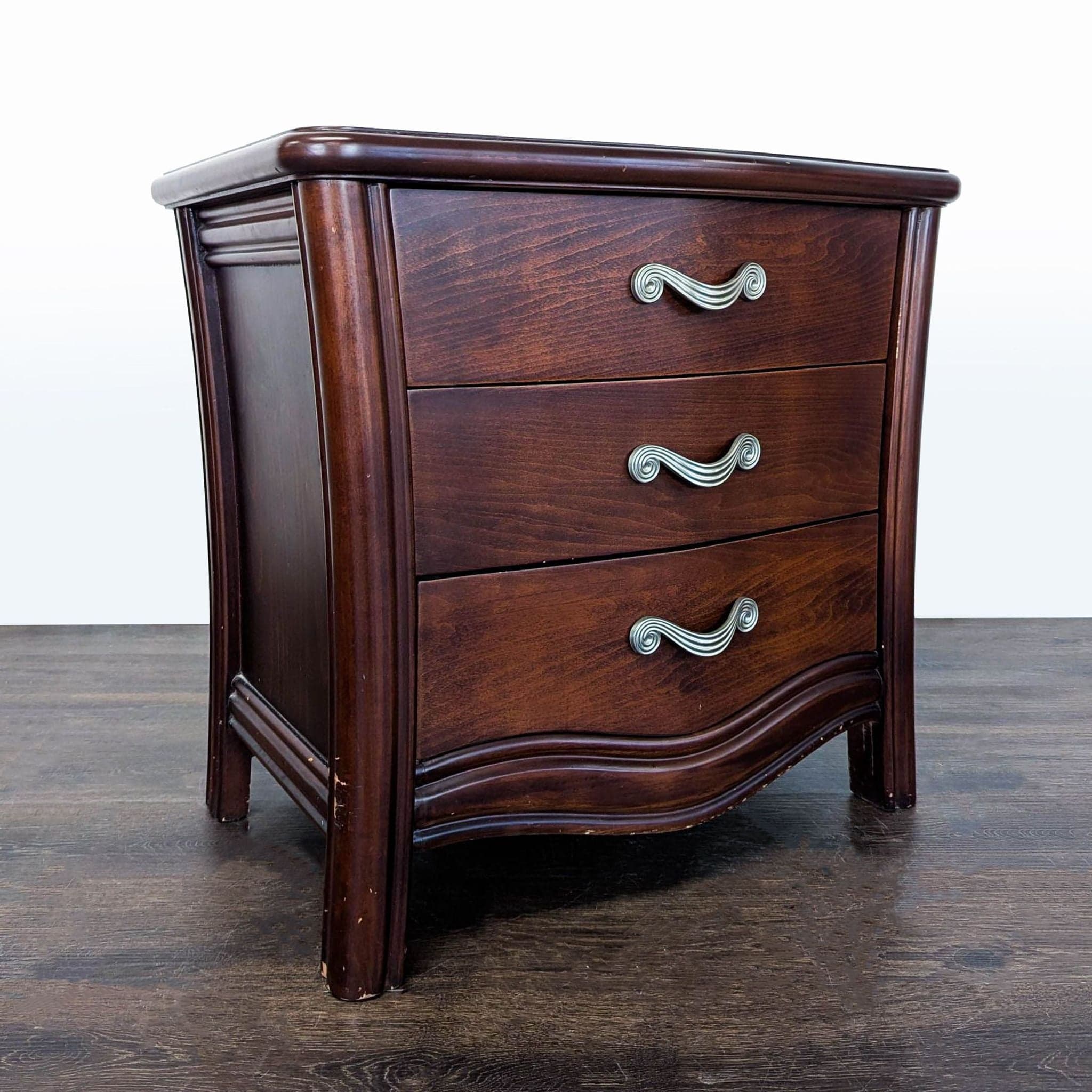 Wood Nightstand with Metal Hardware - Thumbnail 3