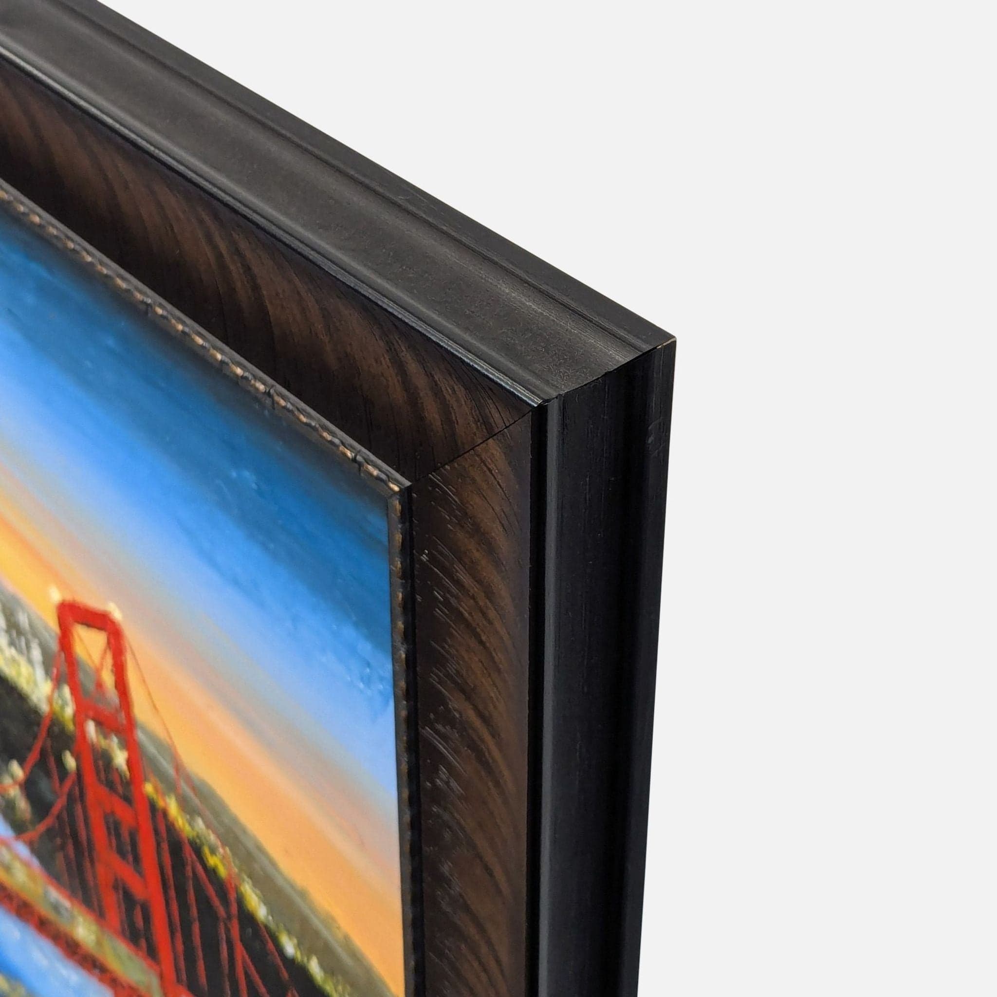 Framed Golden Gate Bridge Original Oil Painting – Vibrant Cityscape Art - Thumbnail 4