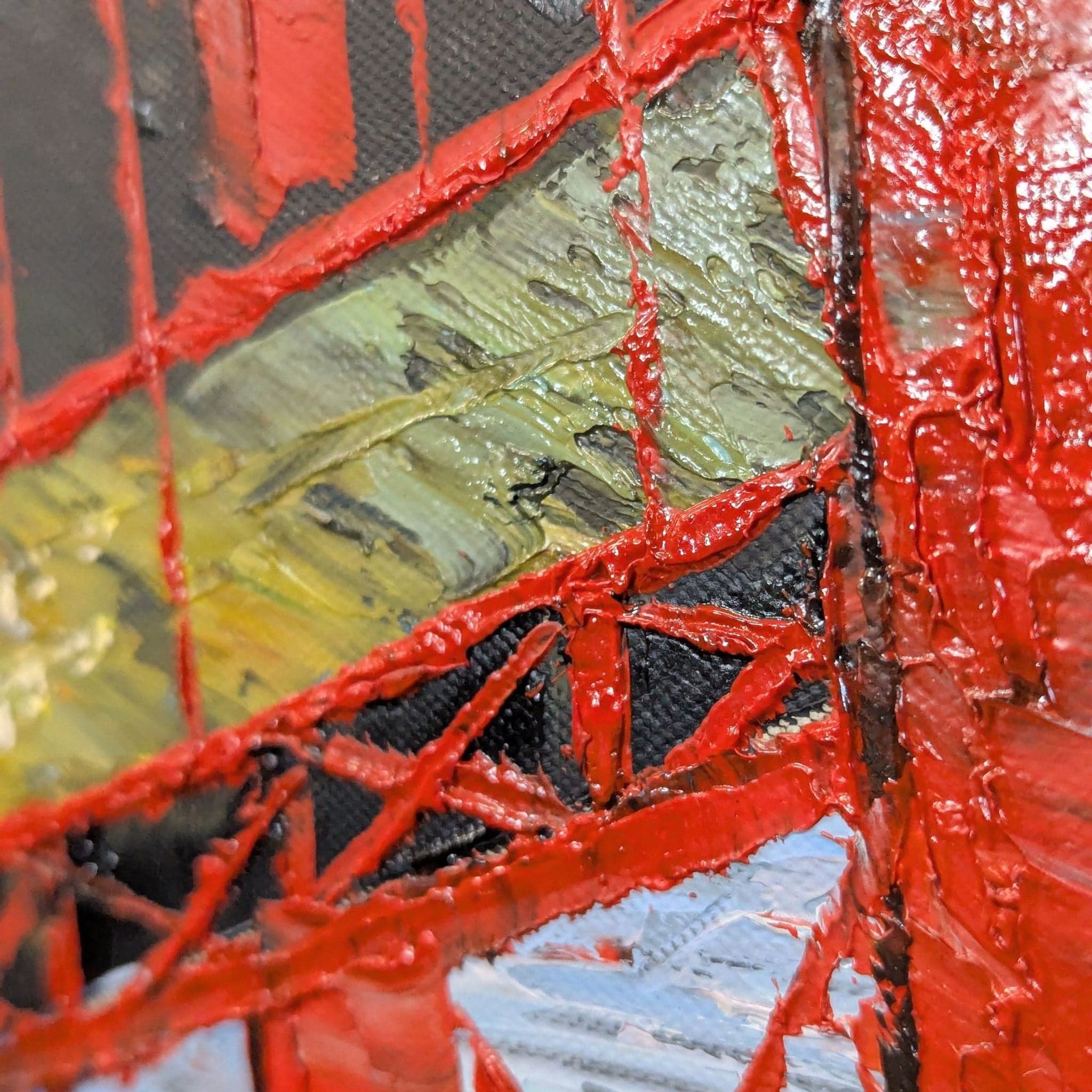 Framed Golden Gate Bridge Original Oil Painting – Vibrant Cityscape Art - Thumbnail 2