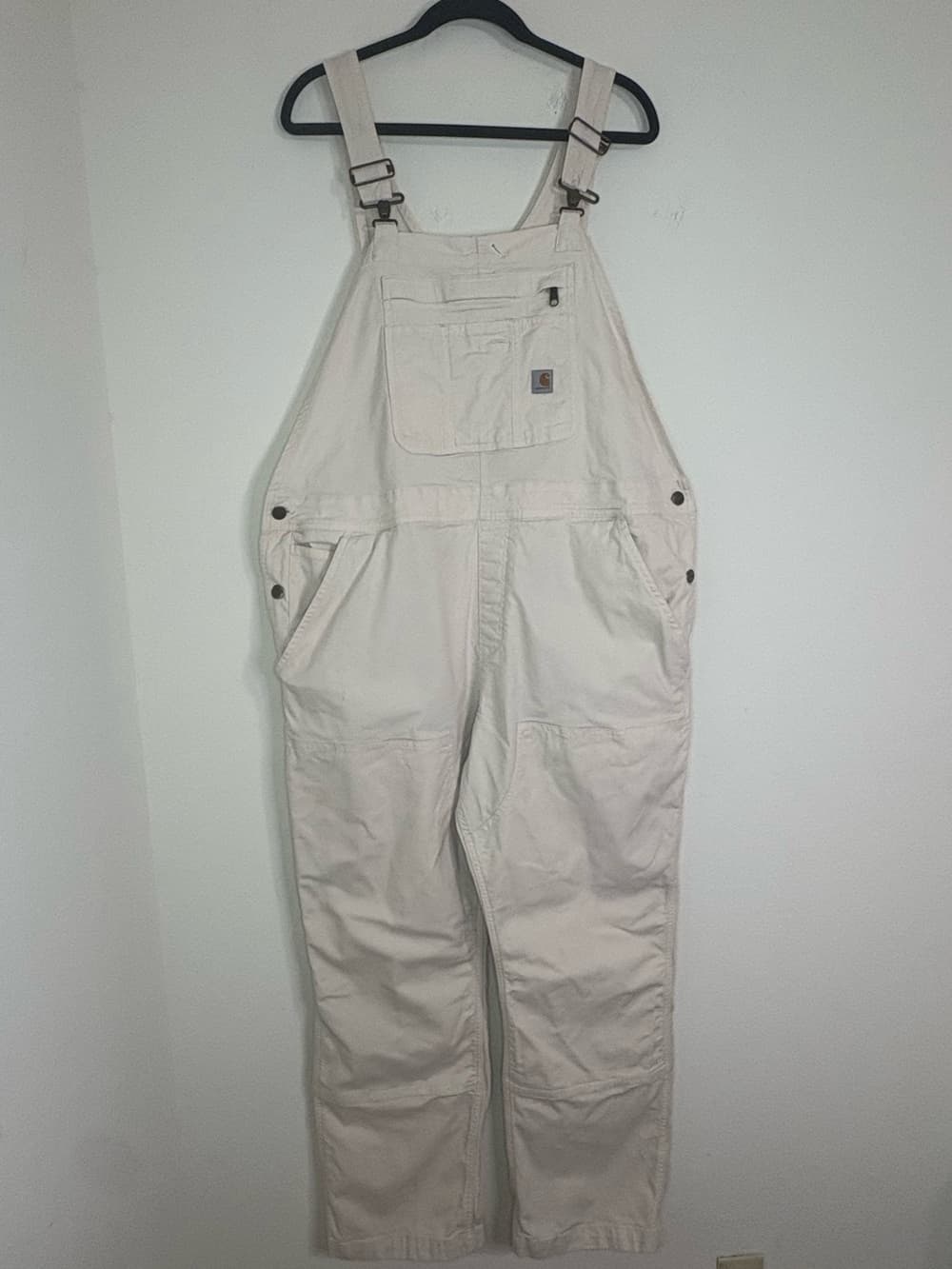 Carhartt Women's Cream Rugged Flex Loose Fit Canvas Bib Overalls size XL