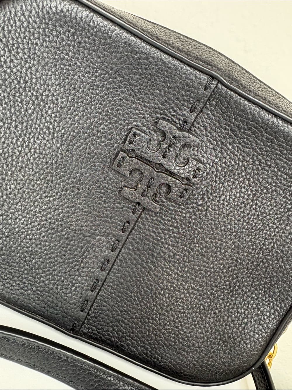 Tory Burch Black Pebbled Leather McGraw Camera Crossbody Bag gold hardware - Thumbnail 12
