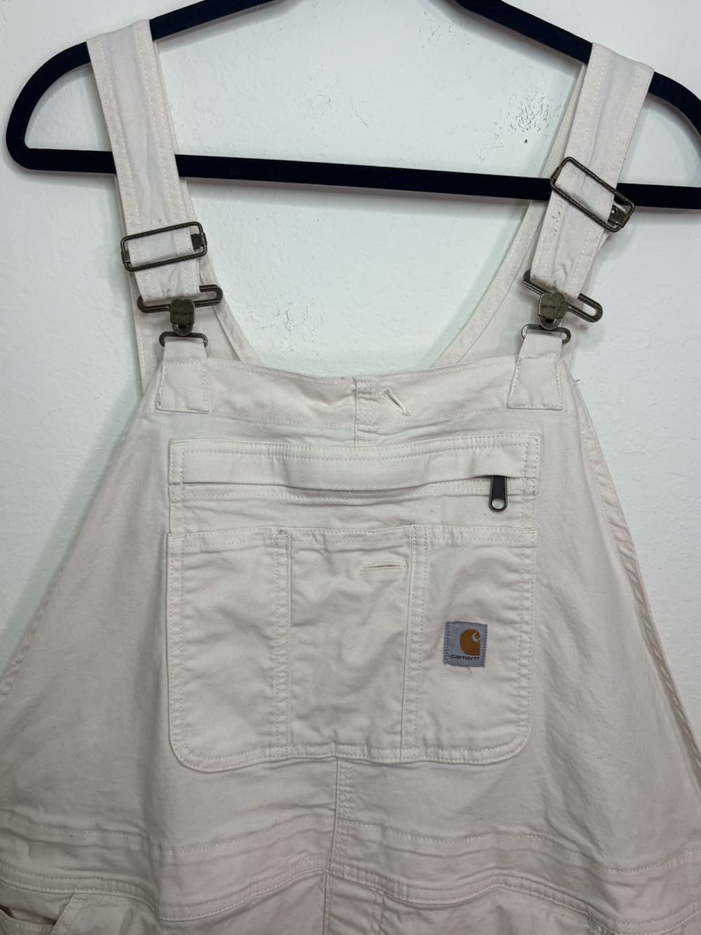 Carhartt Women's Cream Rugged Flex Loose Fit Canvas Bib Overalls size XL - Thumbnail 2