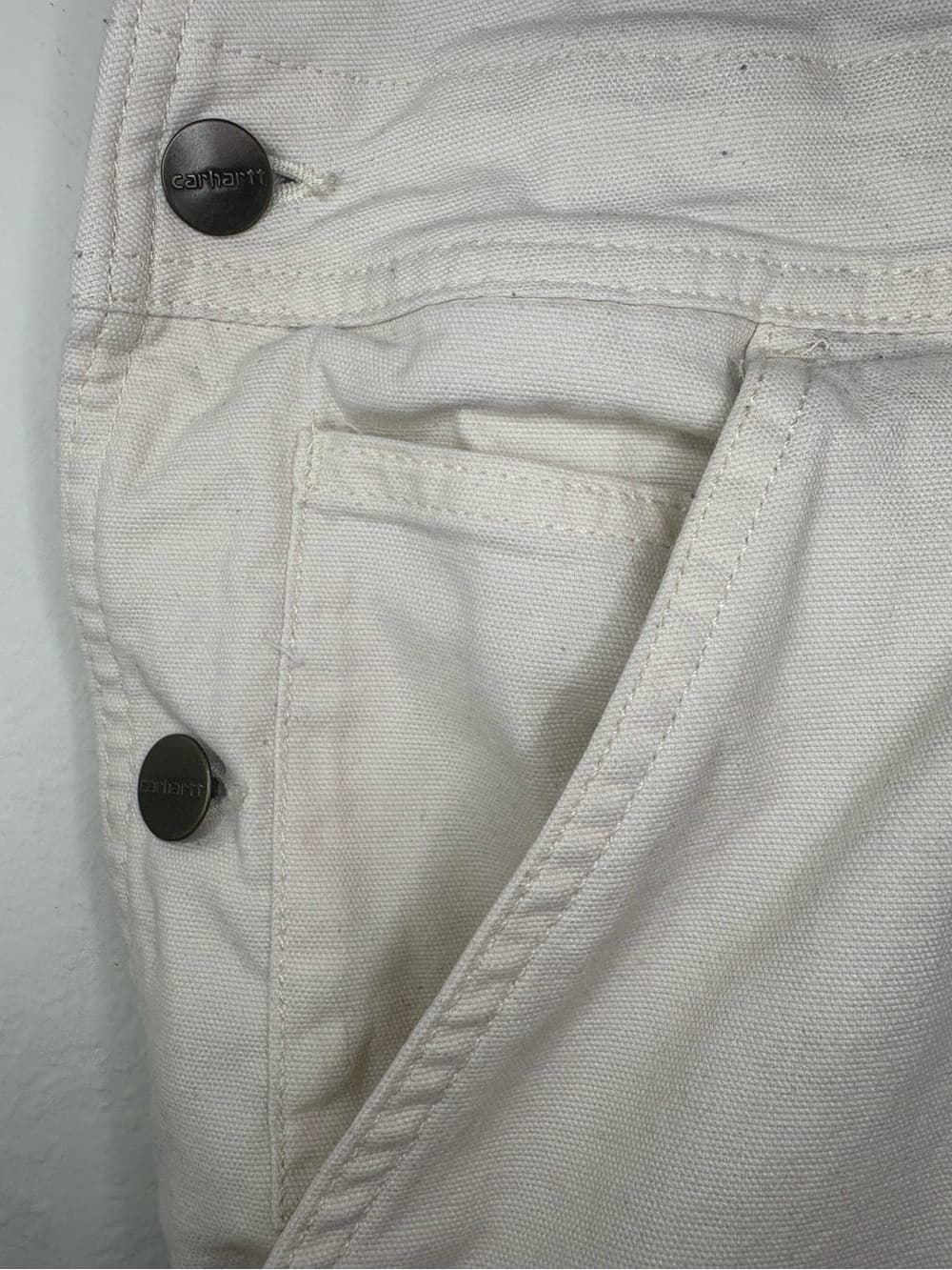 Carhartt Women's Cream Rugged Flex Loose Fit Canvas Bib Overalls size XL - Thumbnail 4
