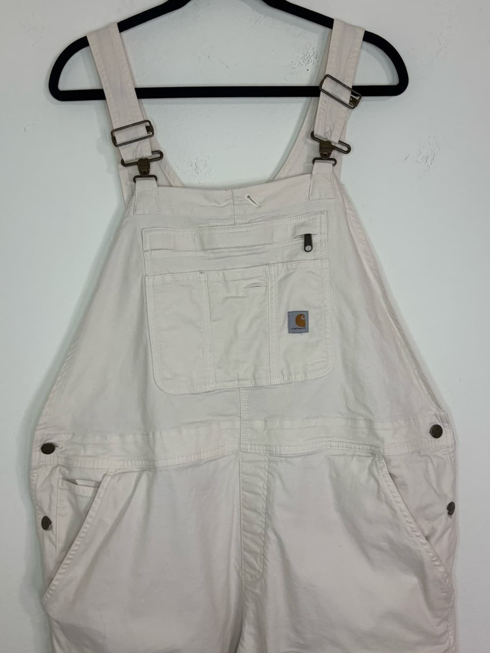 Carhartt Women's Cream Rugged Flex Loose Fit Canvas Bib Overalls size XL - Thumbnail 6