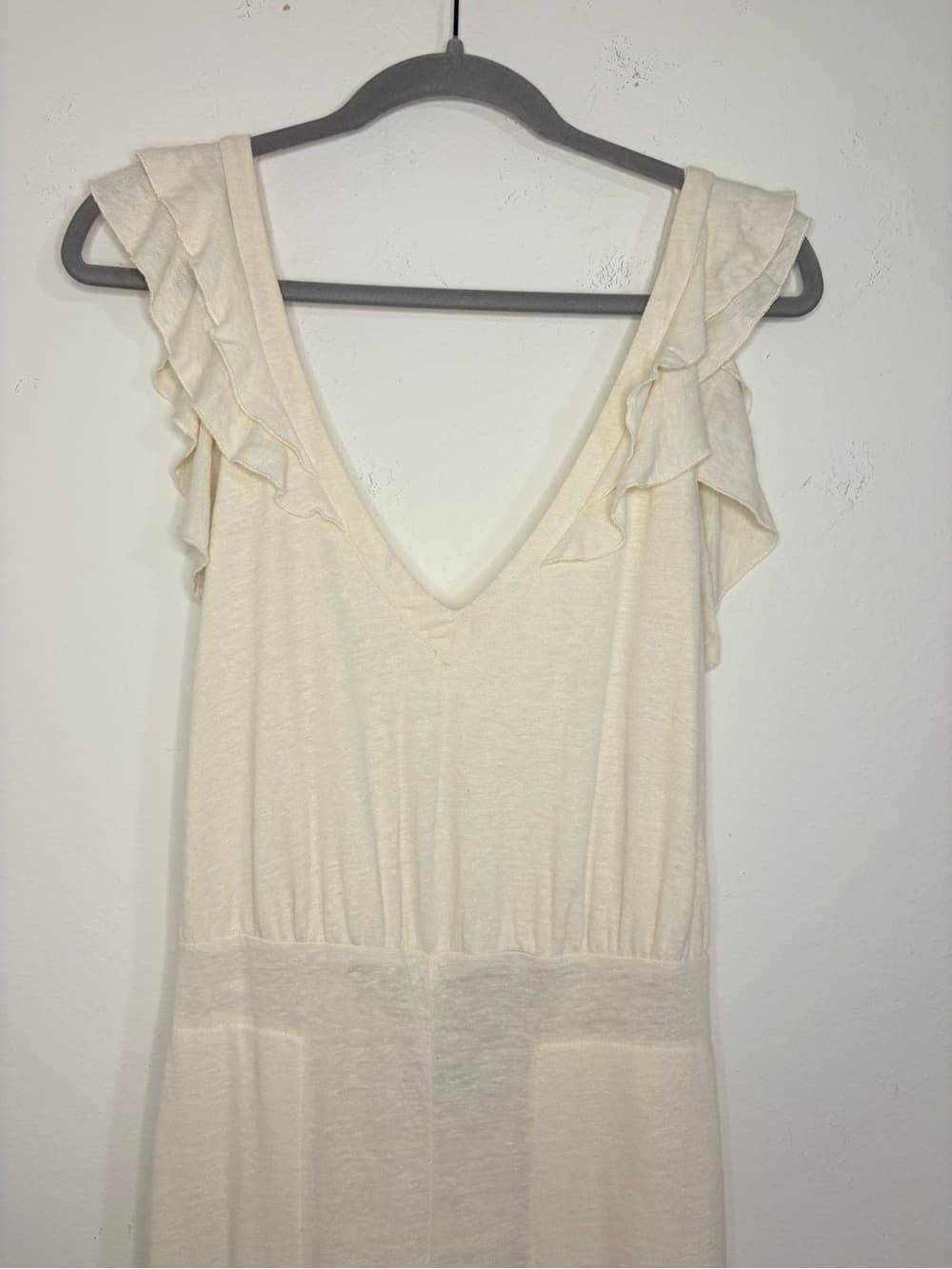 Free People Beach Linen Blend Calluna Jumpsuit Ruffle details tie back size XS - Thumbnail 4
