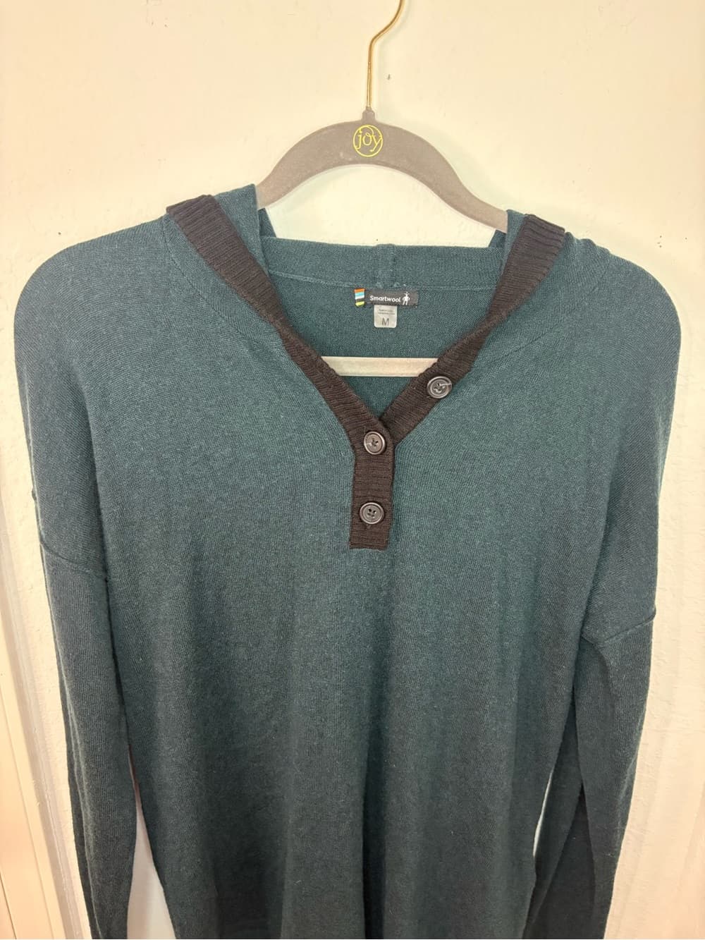 Smartwool Shadow Pine hoodie sweater with button henley neckline green size M - Thumbnail 6