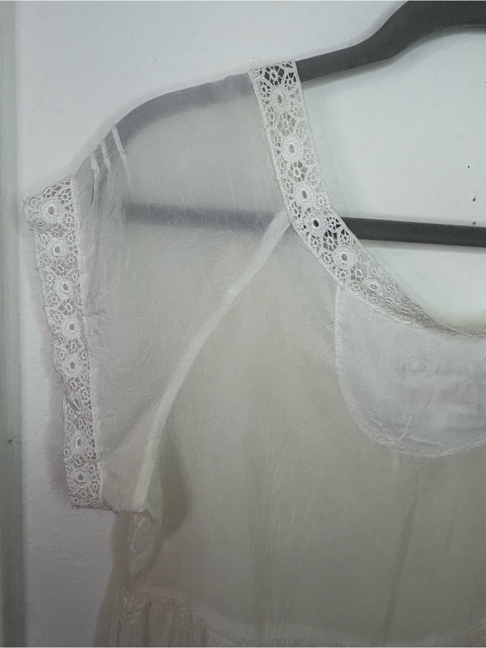 Johnny Was Ivory Embroidered Lace Boho Peasant Blouse Sheer Sleeve Medium - Thumbnail 12