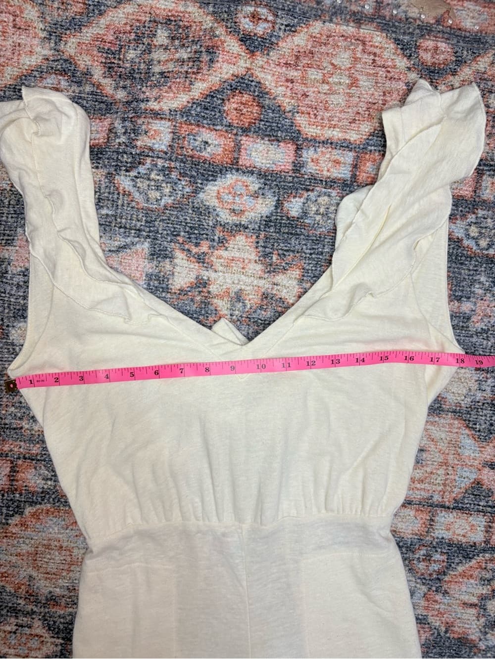 Free People Beach Linen Blend Calluna Jumpsuit Ruffle details tie back size XS - Thumbnail 10