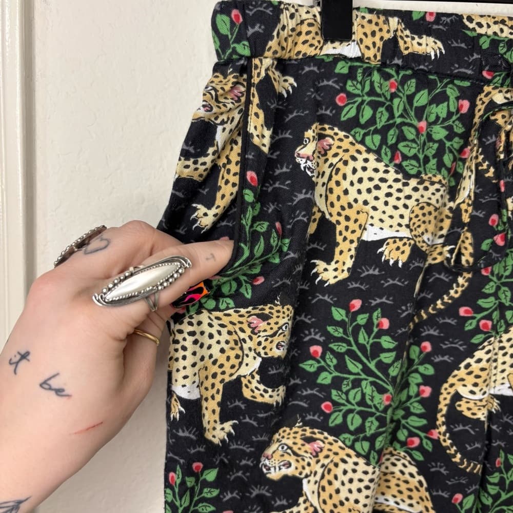 Printfresh Black and Cream Leopard Print Pants - Thumbnail 3