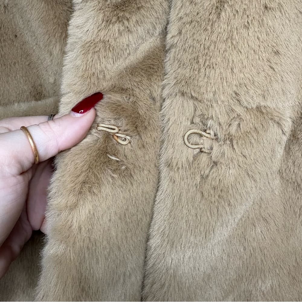 French Connection Camel Buona Faux Fur Coat Jacket NWT - Thumbnail 4