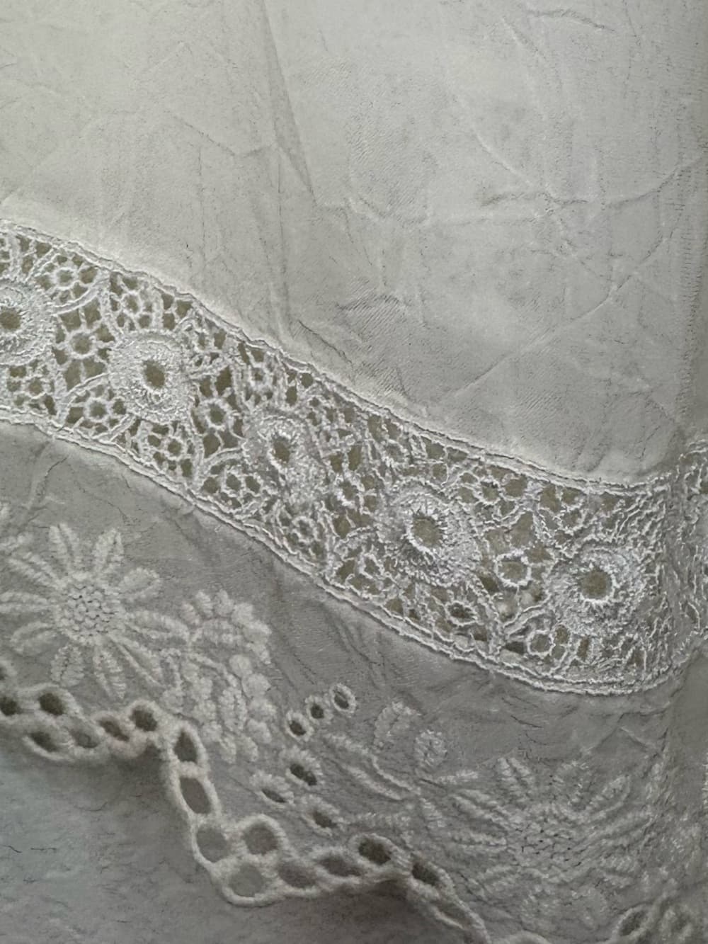 Johnny Was Ivory Embroidered Lace Boho Peasant Blouse Sheer Sleeve Medium - Thumbnail 6