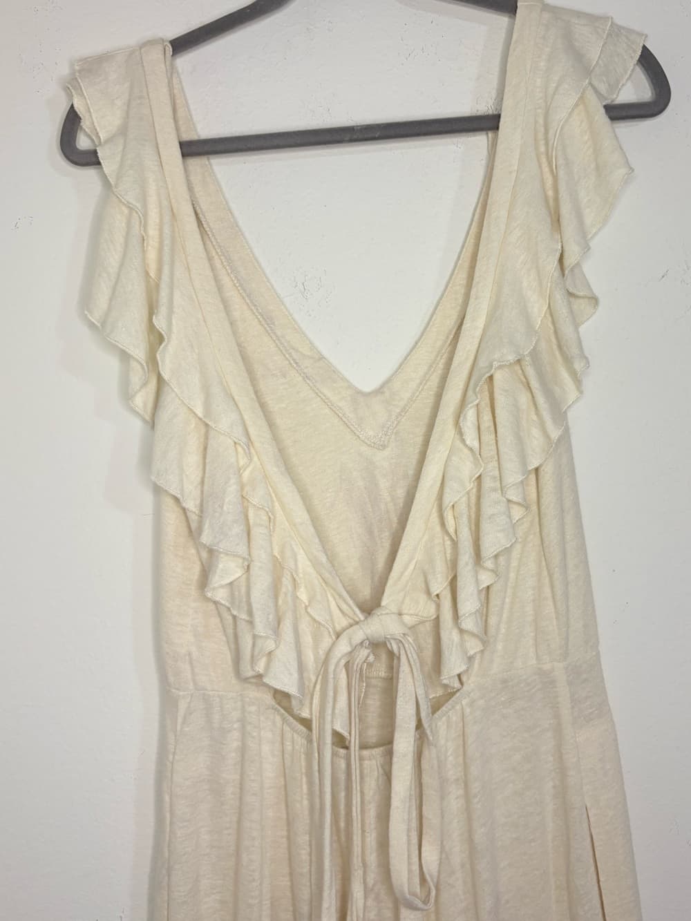Free People Beach Linen Blend Calluna Jumpsuit Ruffle details tie back size XS - Thumbnail 8