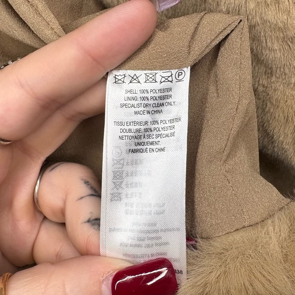 French Connection Camel Buona Faux Fur Coat Jacket NWT - Thumbnail 6