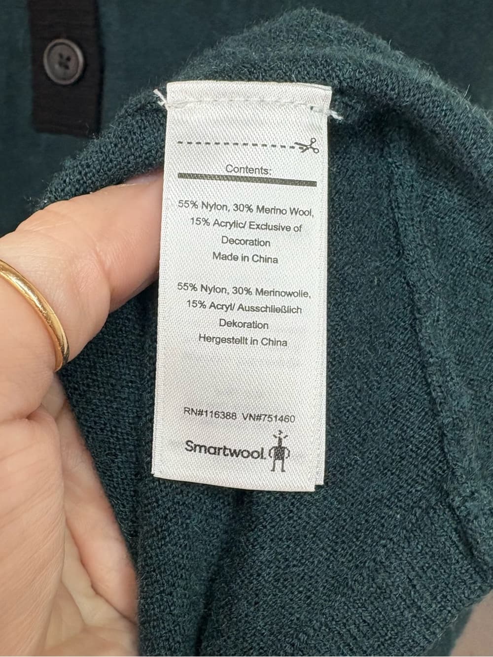 Smartwool Shadow Pine hoodie sweater with button henley neckline green size M - Thumbnail 10