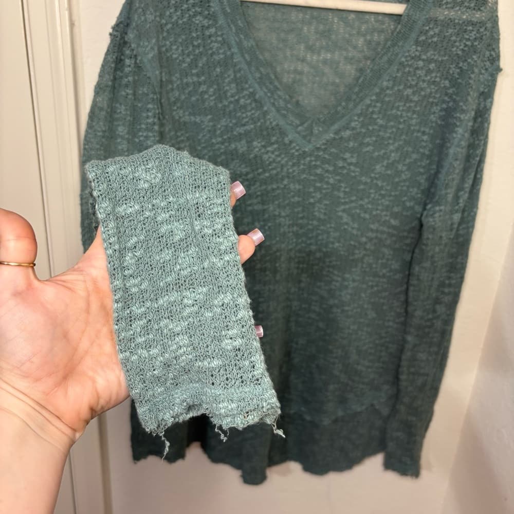 Free People We The Free Ocean Air Hacci Tunic Top size small oversized cotton - Thumbnail 2