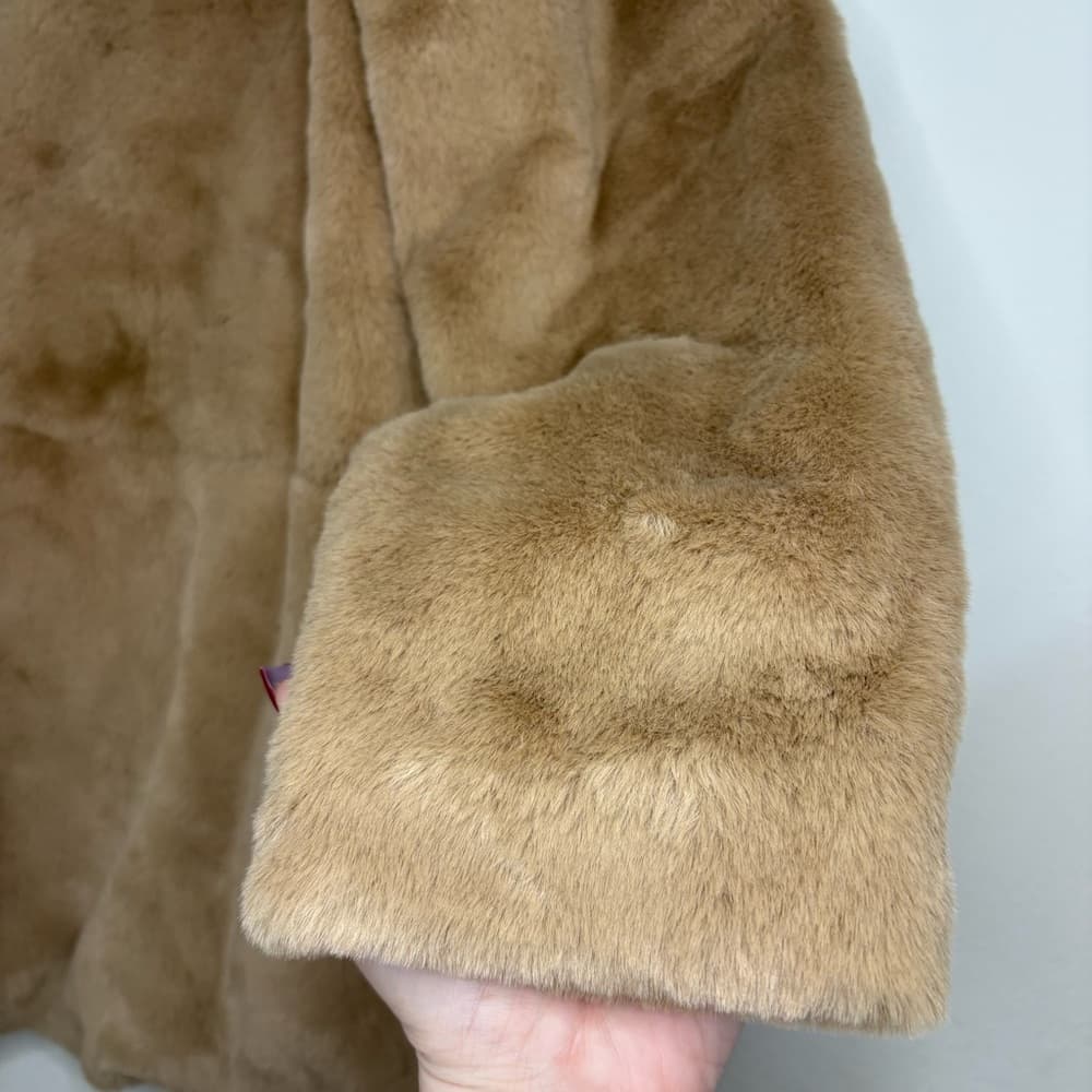 French Connection Camel Buona Faux Fur Coat Jacket NWT - Thumbnail 9