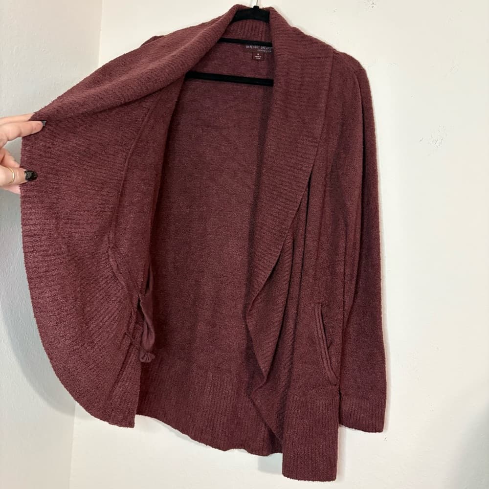 Barefoot Dreams CozyChic Lite Circle Cardi sweater in Deep Aubergine size medium - Thumbnail 4