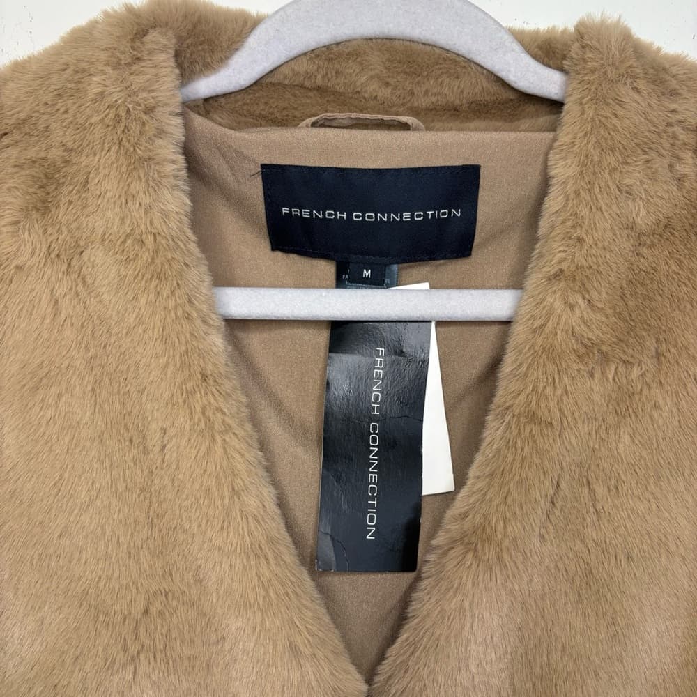 French Connection Camel Buona Faux Fur Coat Jacket NWT - Thumbnail 10