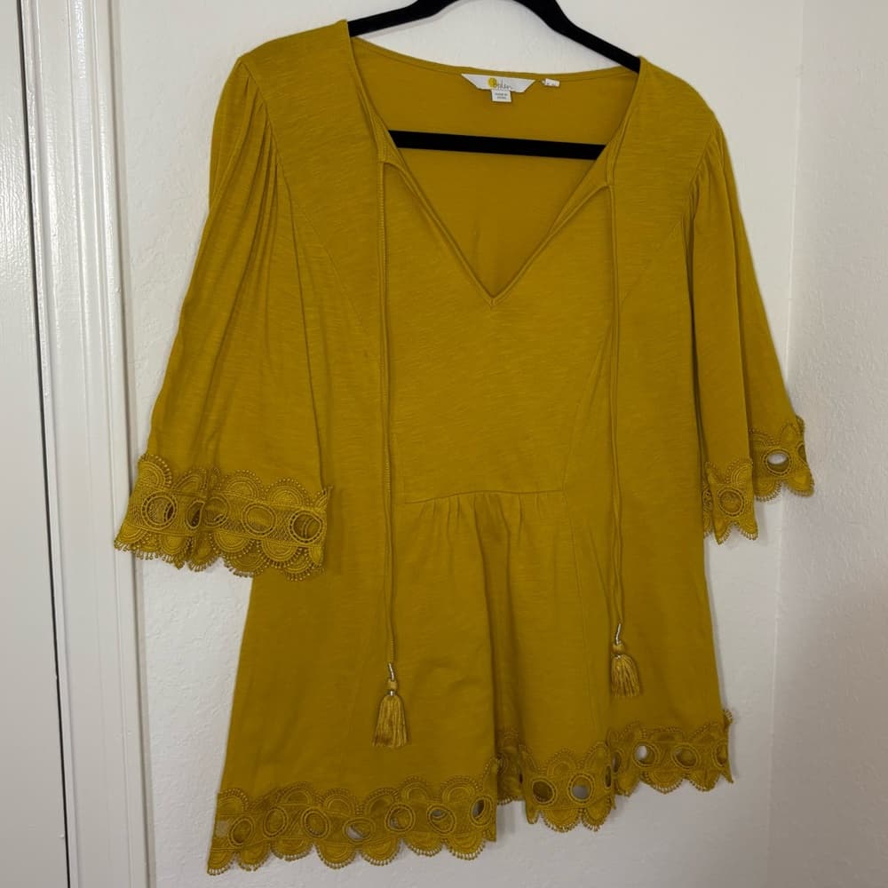 BODEN Ayla Jersey Top with Lace detail Size 6 - Thumbnail 2