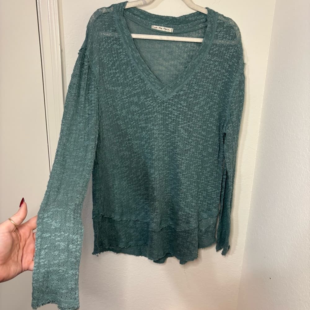 Free People We The Free Ocean Air Hacci Tunic Top size small oversized cotton - Thumbnail 10