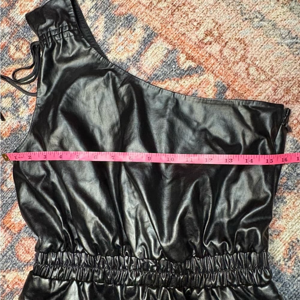 Lovers and Friends REVOLE Black Faux Leather Sleek One Shoulder Romper NWT - Thumbnail 14