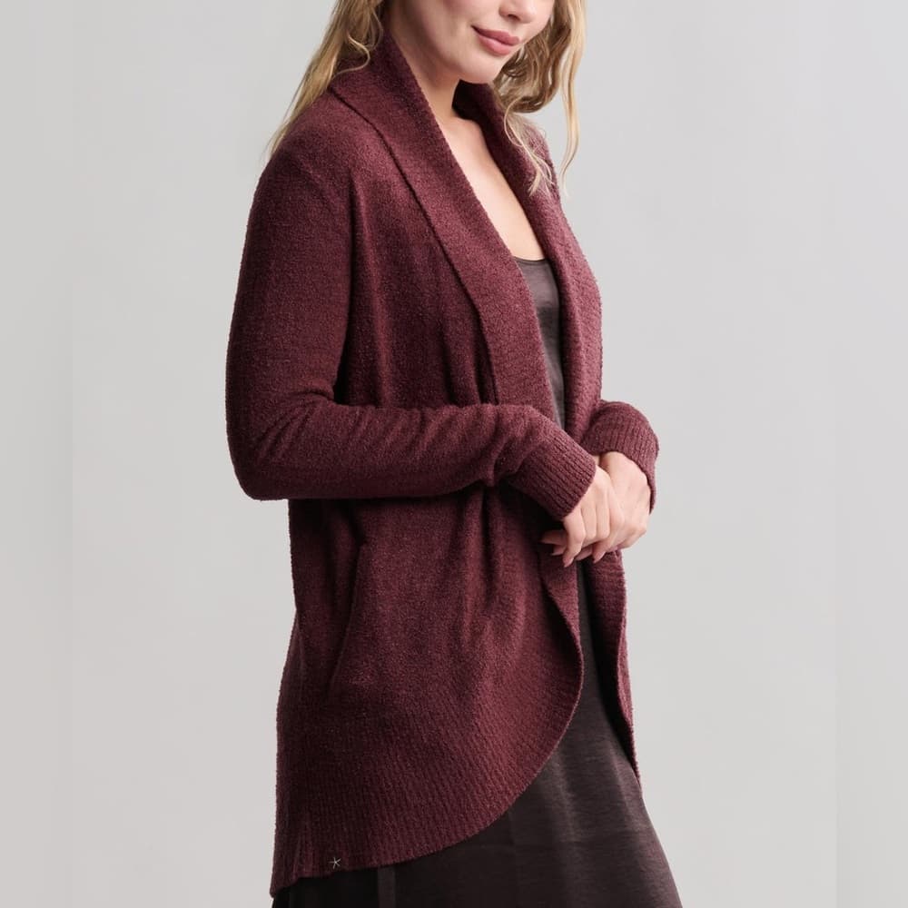 Barefoot Dreams CozyChic Lite Circle Cardi sweater in Deep Aubergine size medium - Thumbnail 14