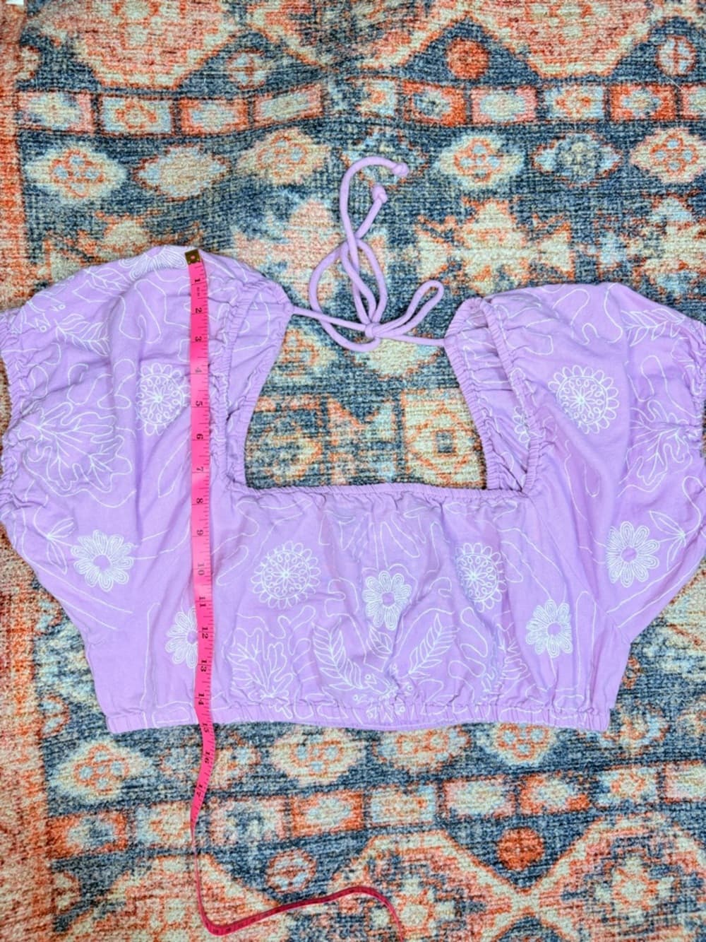 Free People Lotus Crop Embroidered Crop in the Orchid/White Combo colorway XL - Thumbnail 10