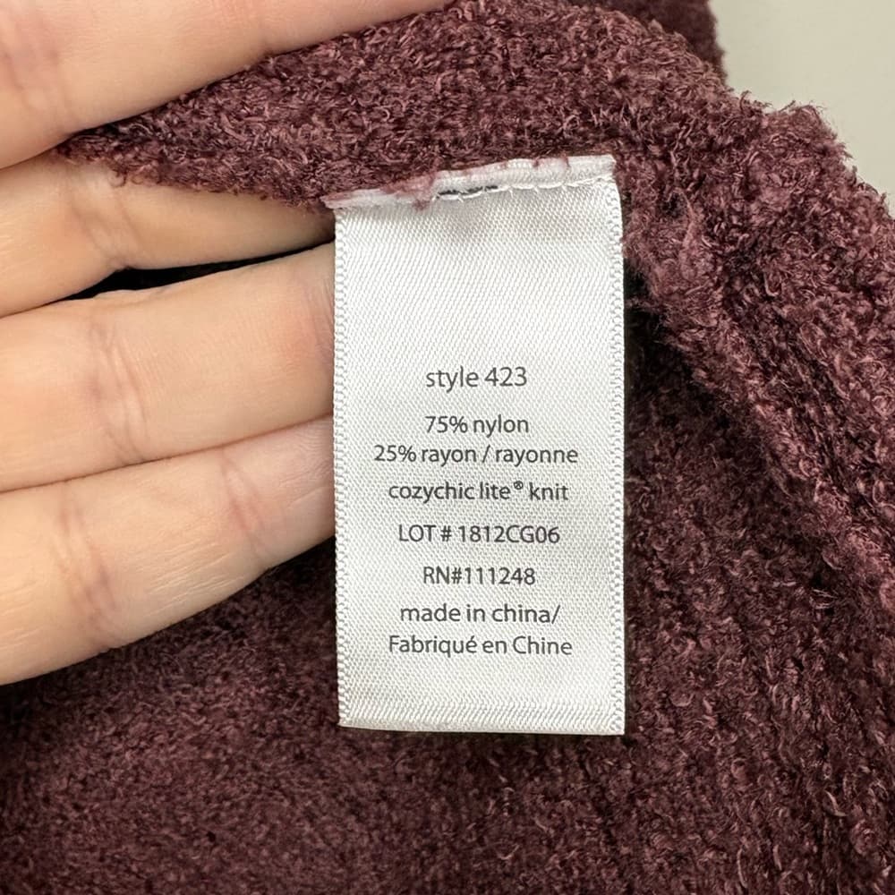 Barefoot Dreams CozyChic Lite Circle Cardi sweater in Deep Aubergine size medium - Thumbnail 6