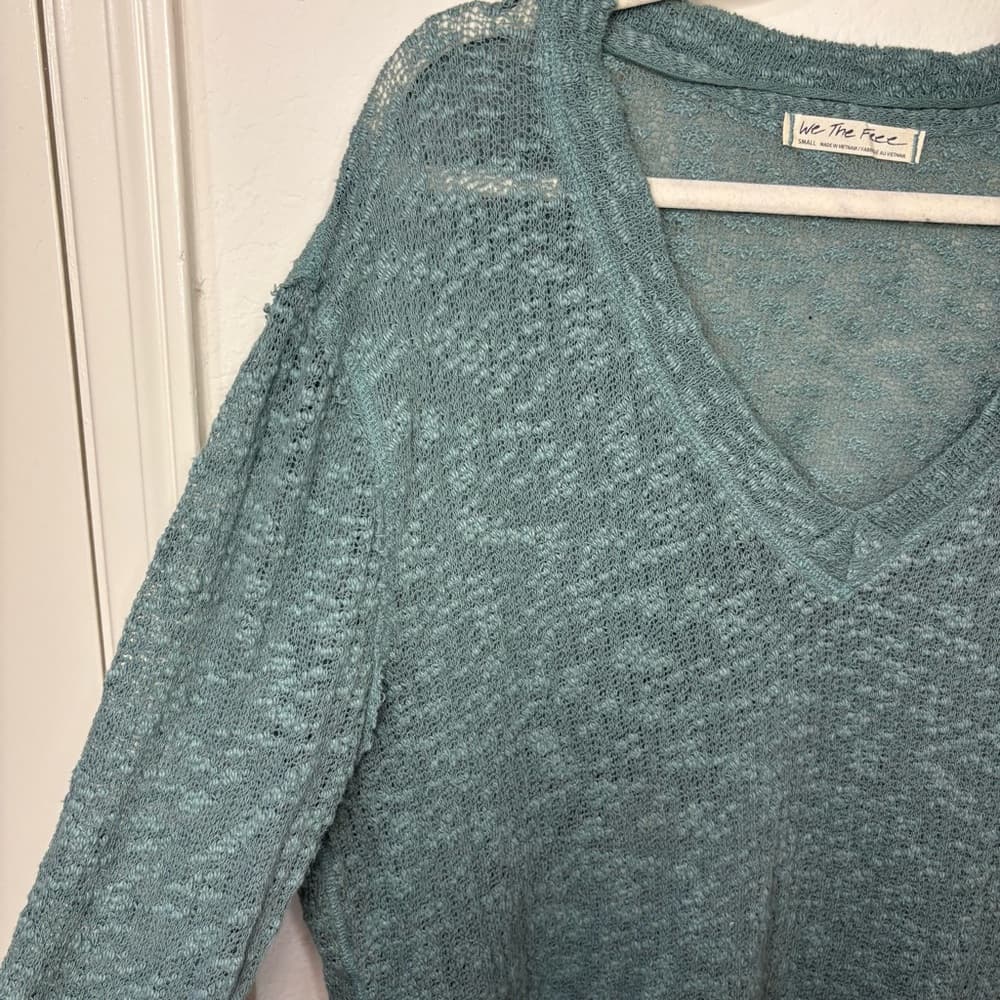 Free People We The Free Ocean Air Hacci Tunic Top size small oversized cotton - Thumbnail 3