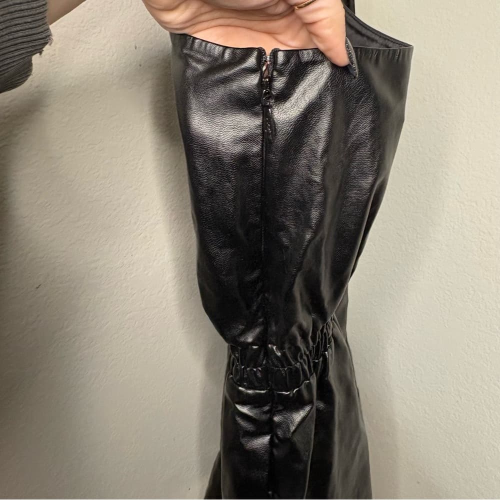 Lovers and Friends REVOLE Black Faux Leather Sleek One Shoulder Romper NWT - Thumbnail 7
