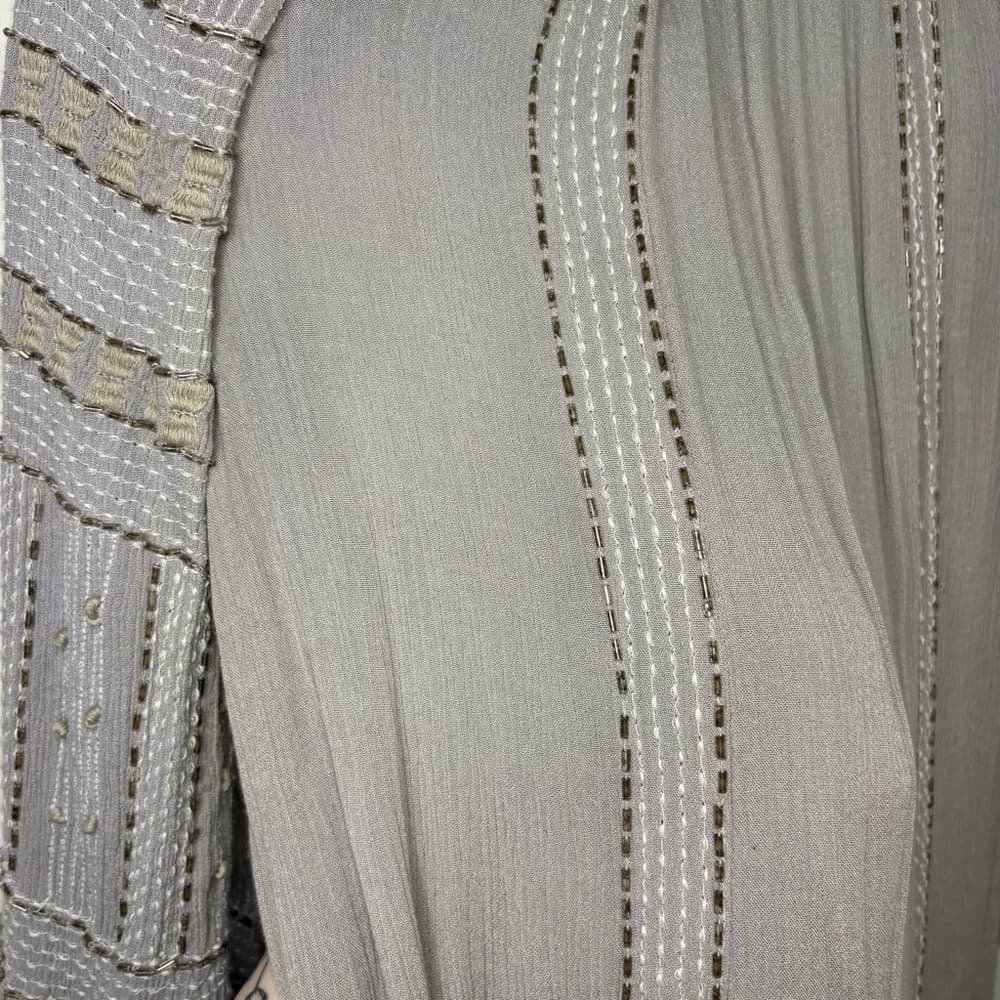 Free People Gray Beaded Embroidered Tunic Top size small - Thumbnail 9