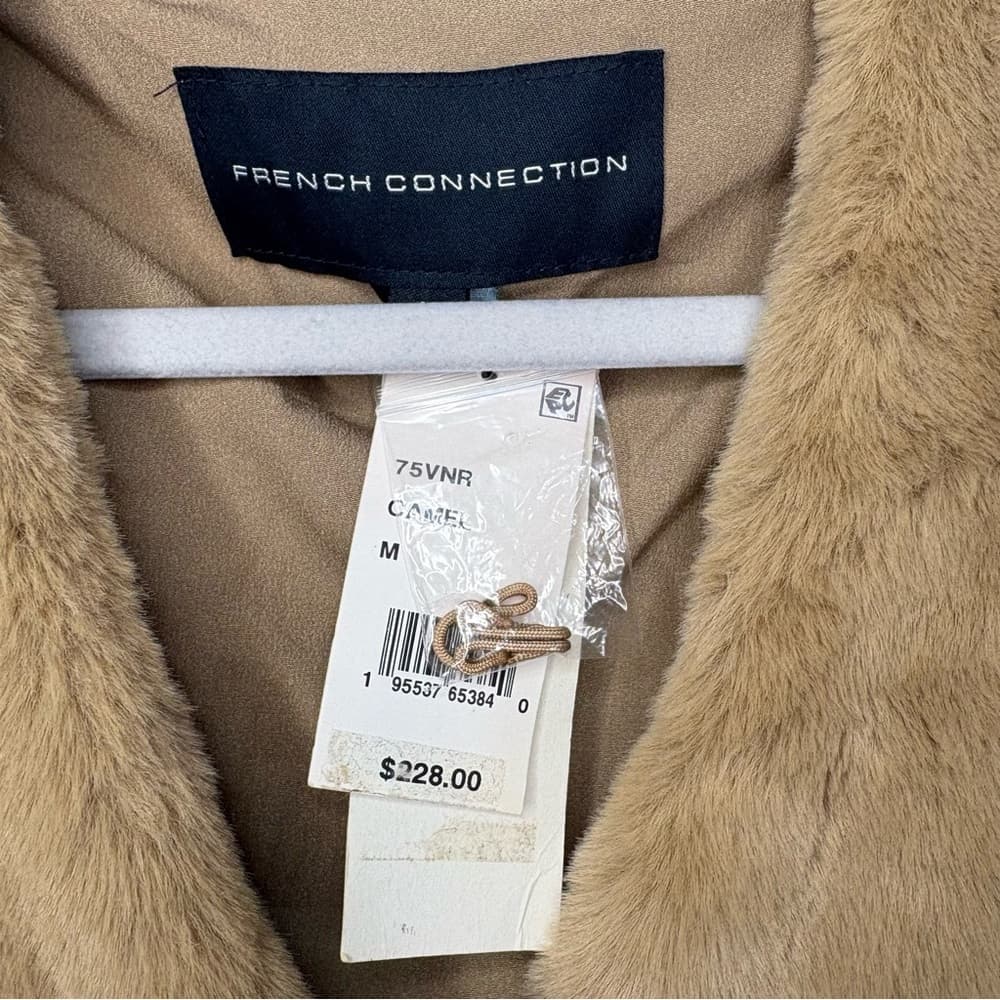 French Connection Camel Buona Faux Fur Coat Jacket NWT - Thumbnail 3