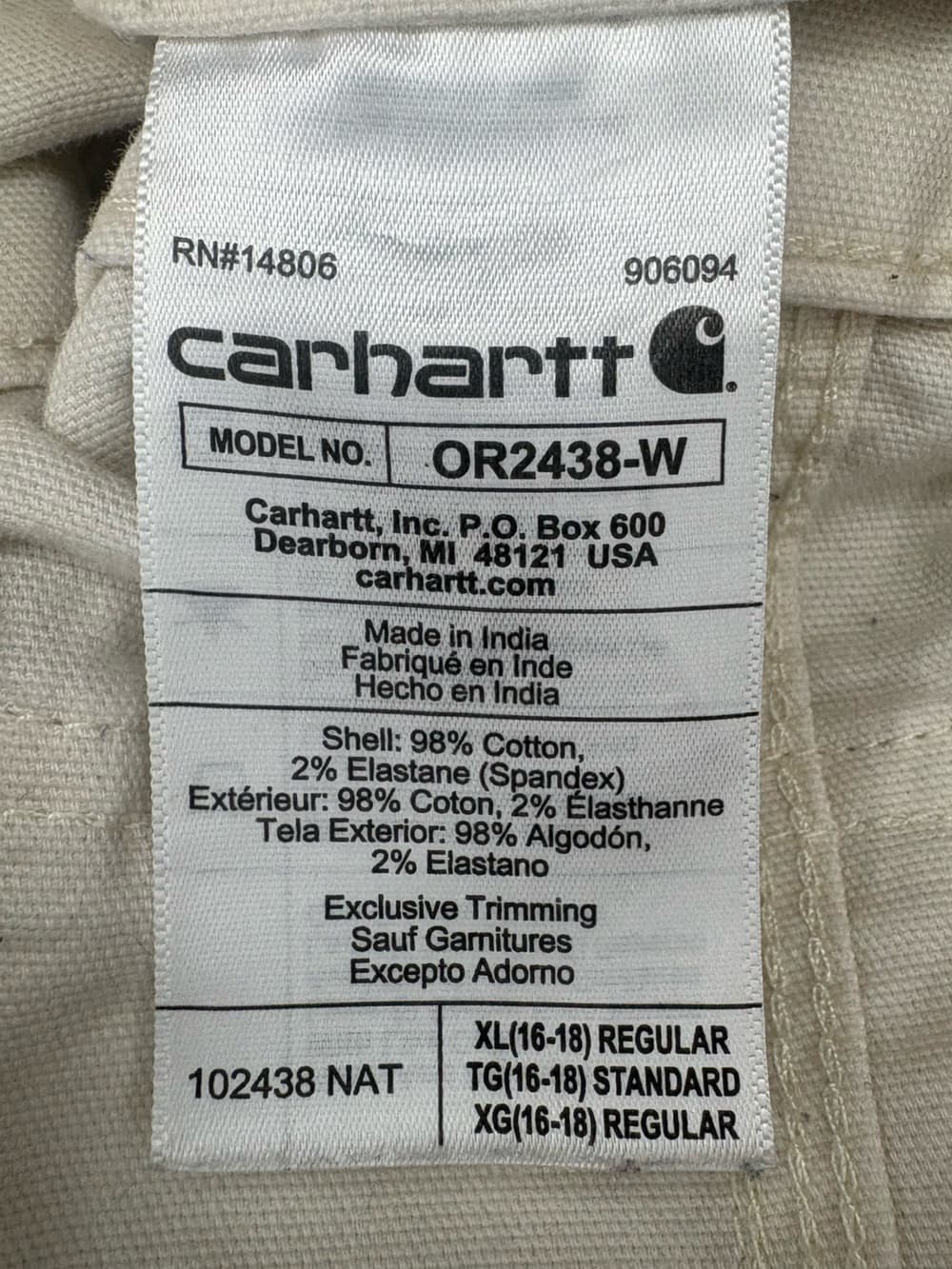 Carhartt Women's Cream Rugged Flex Loose Fit Canvas Bib Overalls size XL - Thumbnail 15
