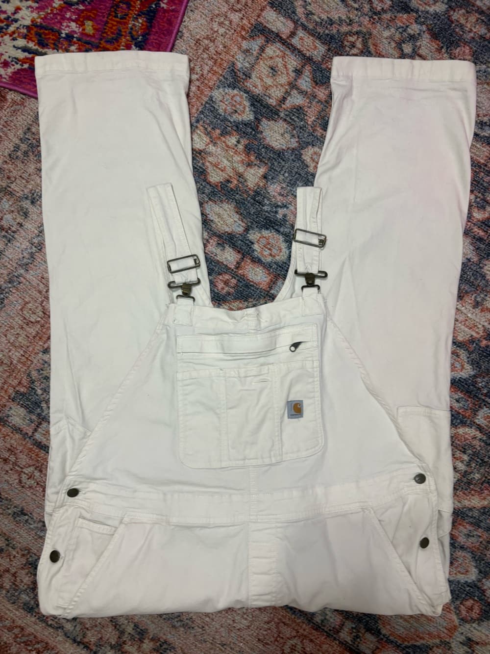 Carhartt Women's Cream Rugged Flex Loose Fit Canvas Bib Overalls size XL - Thumbnail 14