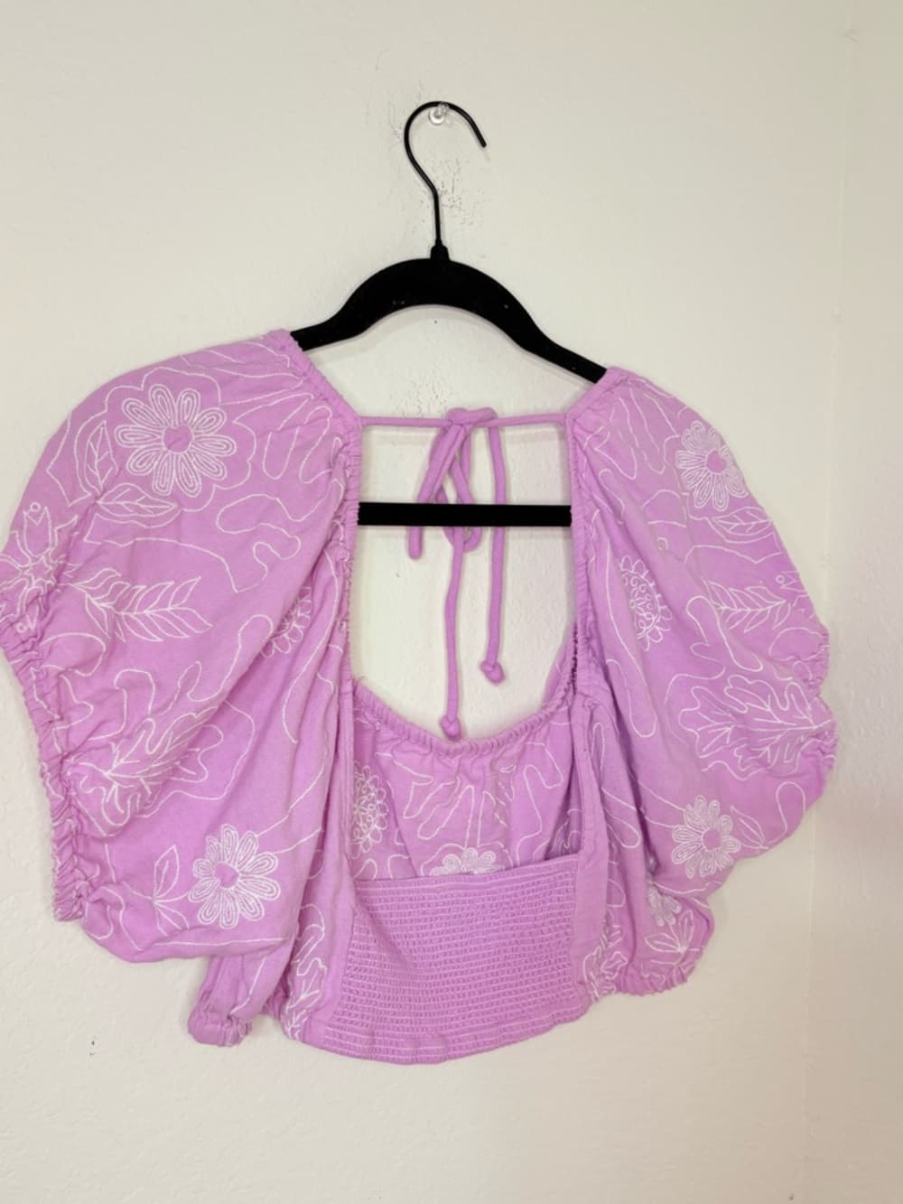 Free People Lotus Crop Embroidered Crop in the Orchid/White Combo colorway XL - Thumbnail 6