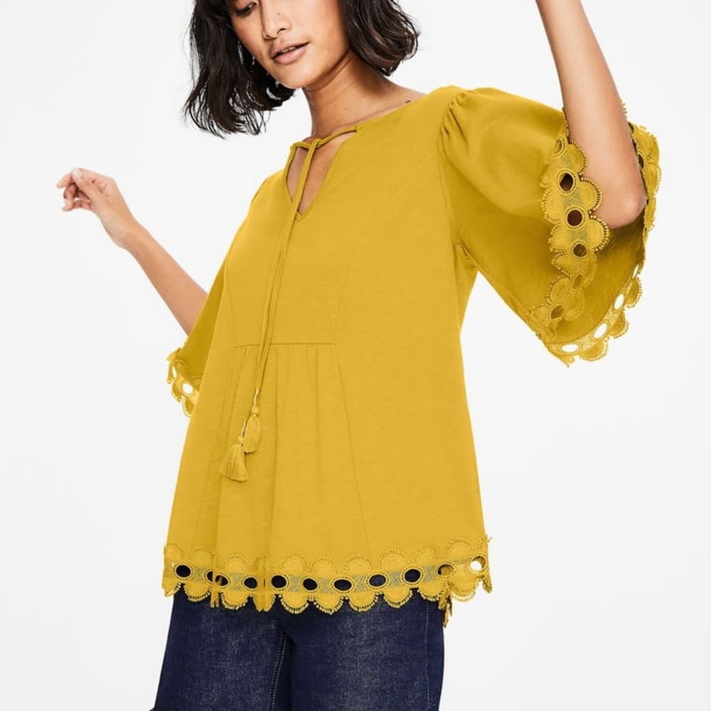 BODEN Ayla Jersey Top with Lace detail Size 6 - Thumbnail 14