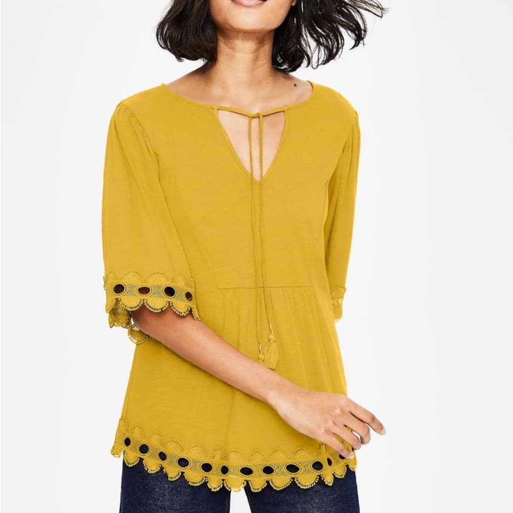 BODEN Ayla Jersey Top with Lace detail Size 6 - Thumbnail 11