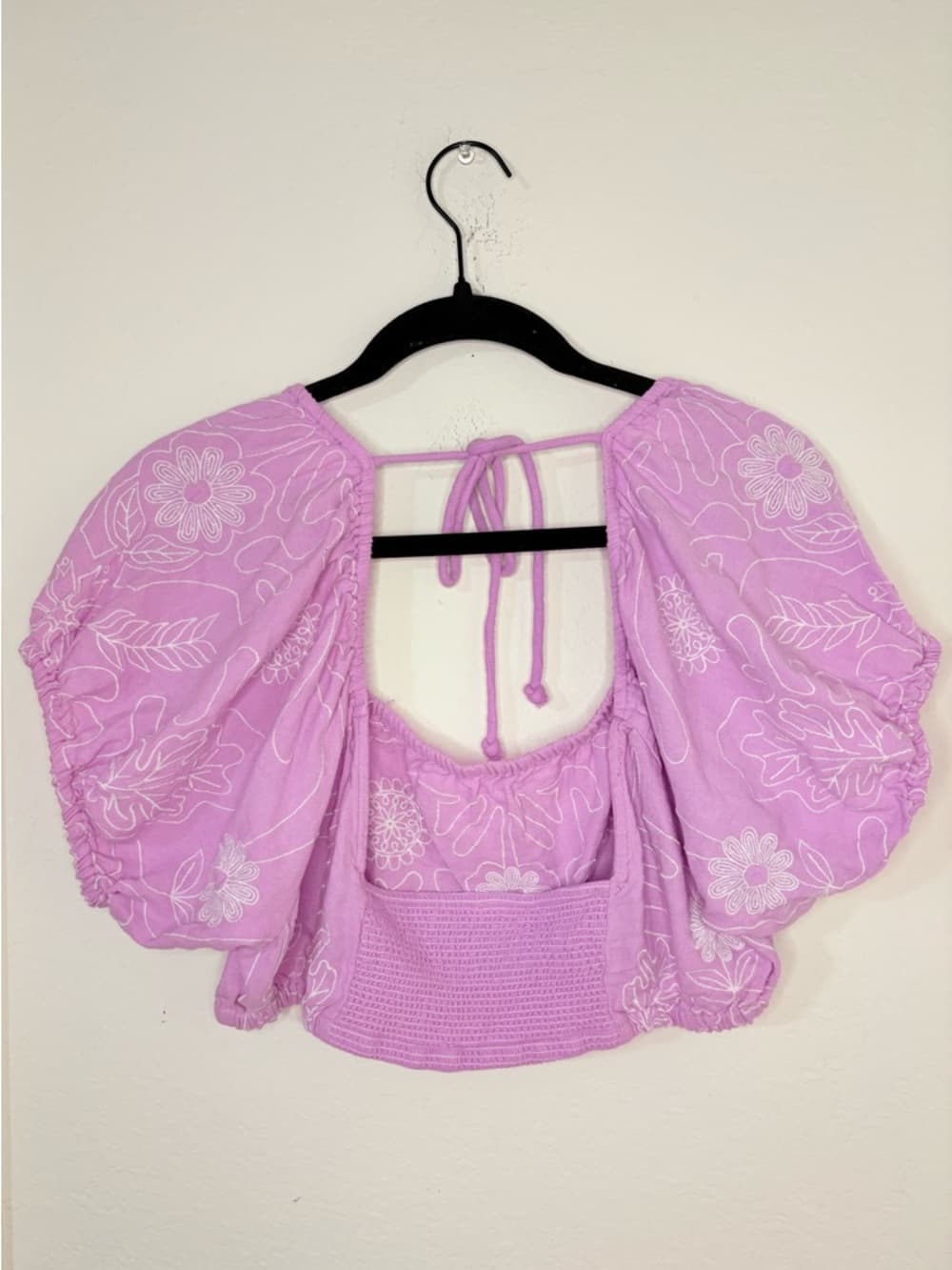 Free People Lotus Crop Embroidered Crop in the Orchid/White Combo colorway XL - Thumbnail 5