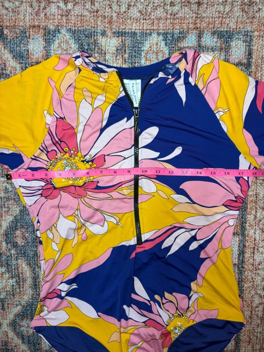 TRINA TURK BREEZE FLORAL LONG SLEEVE SWIMSUIT PADDLE SUIT RASH GUARD Size XL - Thumbnail 13
