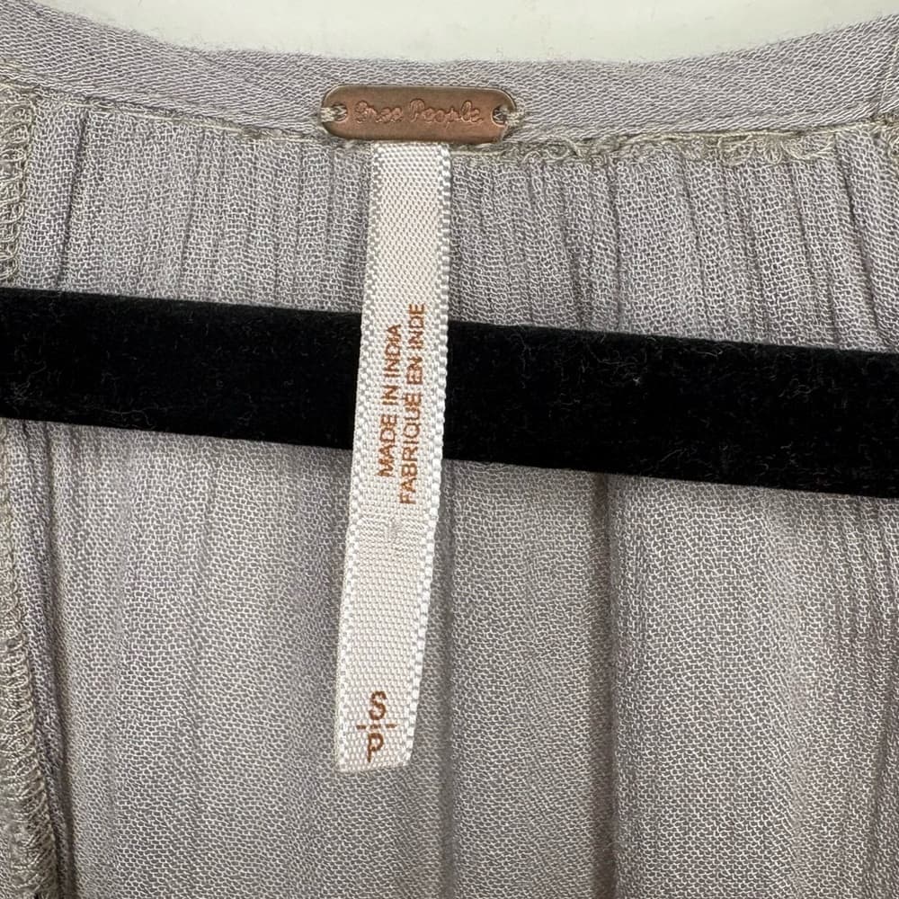 Free People Gray Beaded Embroidered Tunic Top size small - Thumbnail 6