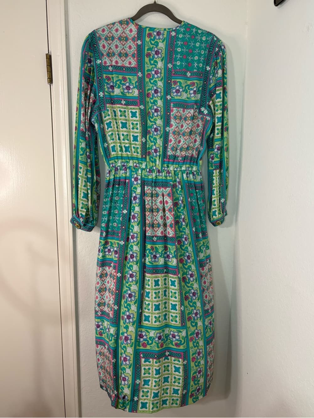 Vintage 80s-90s 100% silk Anne Crimmins for Neiman Marcus Vibrant Maxi Dress - Thumbnail 9