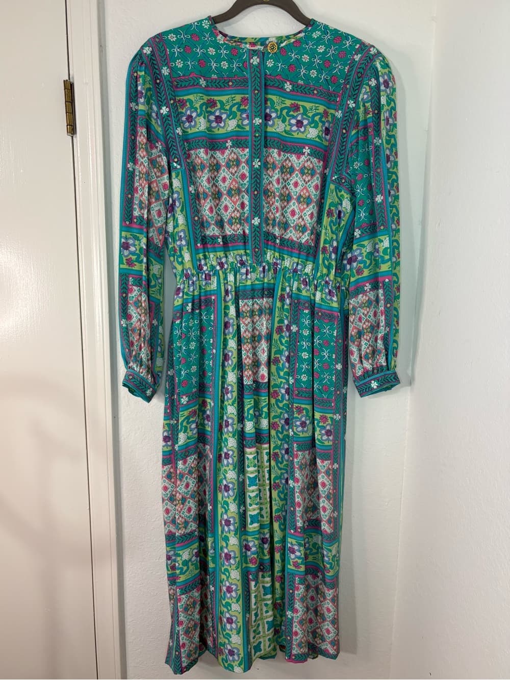 Vintage 80s-90s 100% silk Anne Crimmins for Neiman Marcus Vibrant Maxi Dress